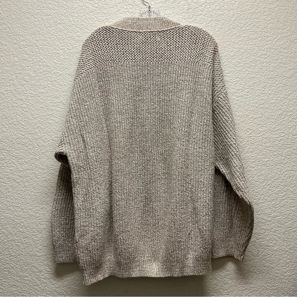 Vintage Eddie Bauer Henley Sweater Large Oatmeal - Picture 3 of 6